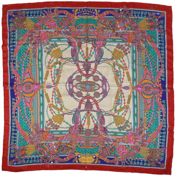 Gucci red multicolor scarf tassels - Picture 1 of 4